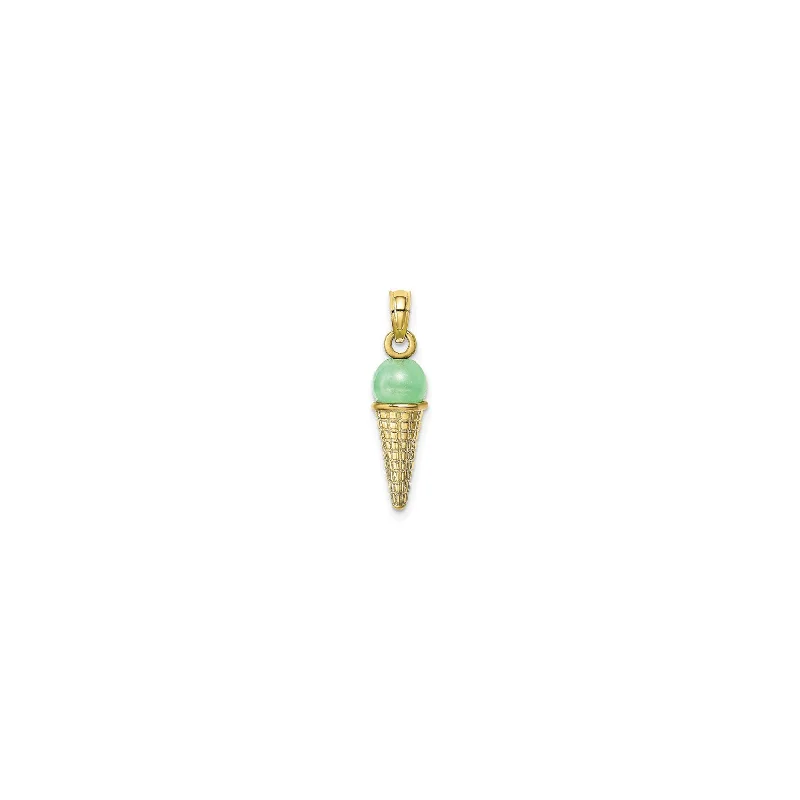 Adjustable - Chain Cubic Zirconia Solitaire Pendant for a Sparkling GiftGreen Ice Cream Cone Pendant (14K) Adjustable - Chain Cubic Zirconia Solitaire Pendant for a Sparkling GiftGreen Ice Cream Cone Pendant (14K)