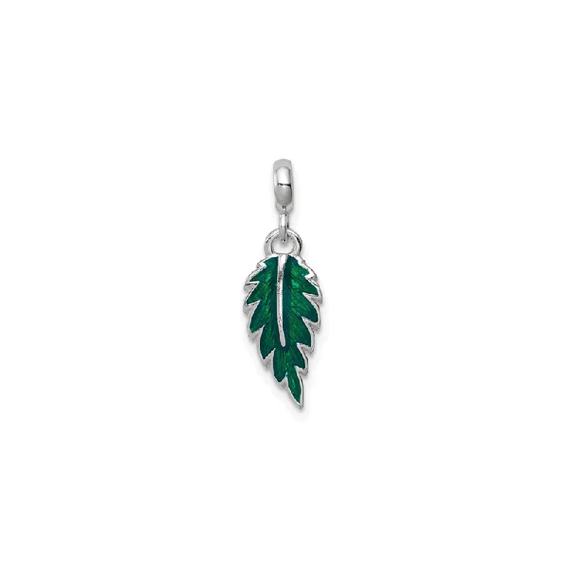 Magnetic - Closure Pendant Necklace with a Hidden Compartment for Secret KeepersGreen Leaf Enamel Charm (Silver) Magnetic - Closure Pendant Necklace with a Hidden Compartment for Secret KeepersGreen Leaf Enamel Charm (Silver)