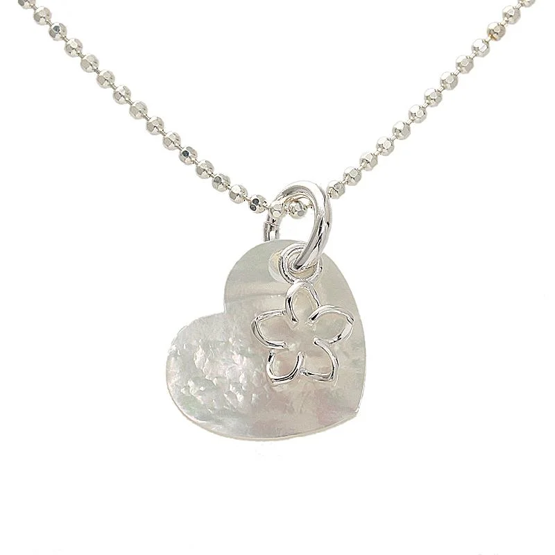 Cross - Stitch - Embroidered Floral Pendant Necklace for Handicraft AficionadosSterling Silver Floating Plumeria and Shell Heart Pendant (Chain Sold Separately) Cross - Stitch - Embroidered Floral Pendant Necklace for Handicraft AficionadosSterling Silver Floating Plumeria and Shell Heart Pendant (Chain Sold Separately)