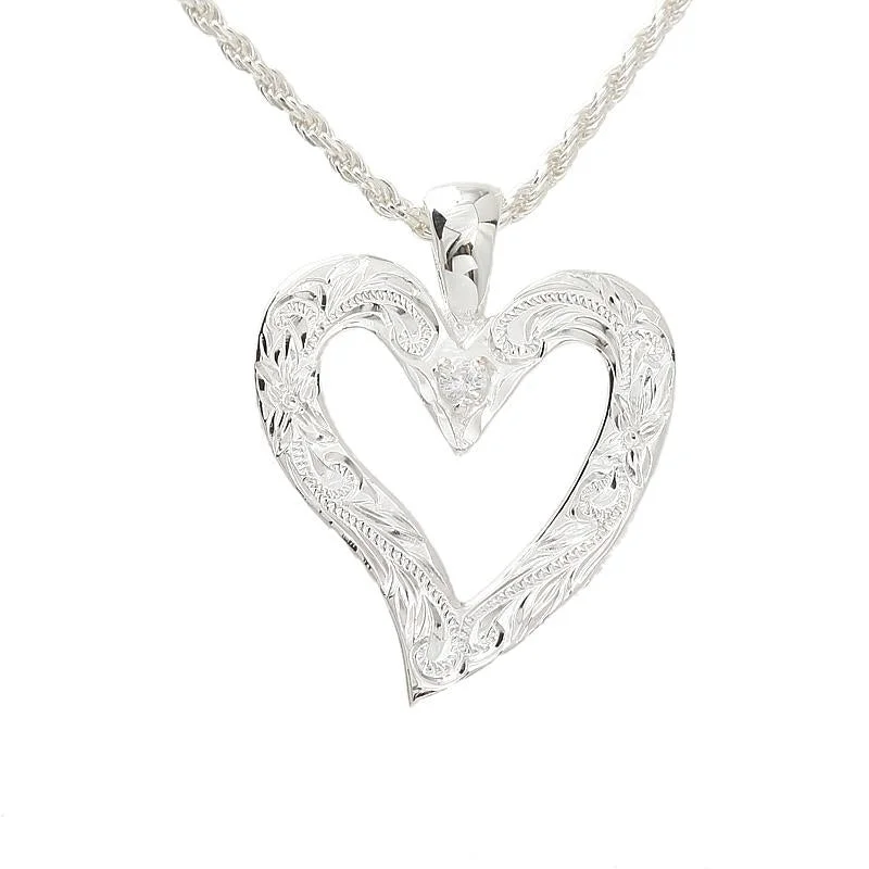 Zodiac Sign Pendant Necklace in Rose Gold for Astrology EnthusiastsSterling Silver Heavy Hawaiian Scroll with CZ Heart Pendant (Chain Sold Separately)