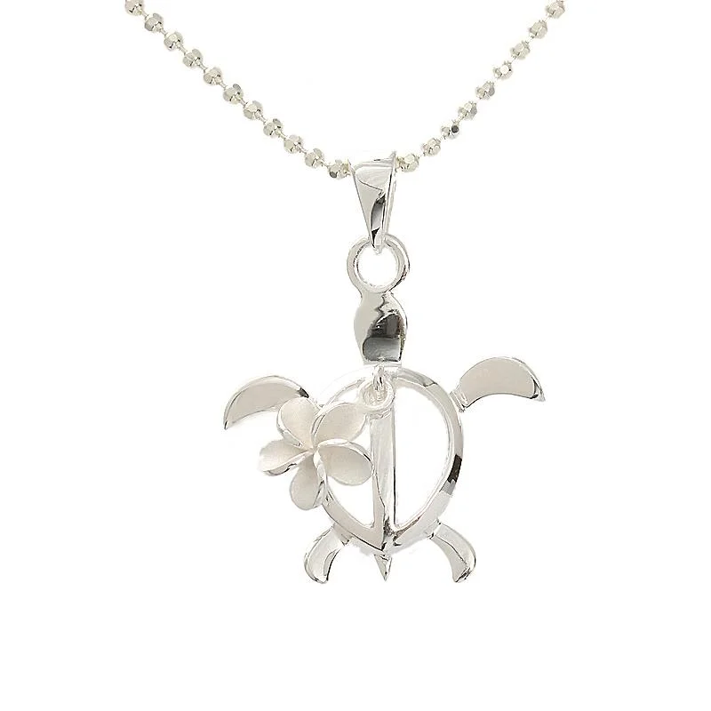 Dainty Gold - Plated Angel Wing Pendant Necklace for Sensitive Skin OwnersSterling Silver Plumeria and Honu (Hawaiian Turtle) Pendant (Chain Sold Separately)