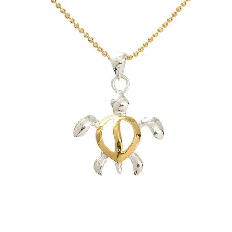 Magnetic - Closure Pendant Necklace with a Hidden Compartment for Secret KeepersSterling Silver Two Tone Yellow Gold Plated Honu (Turtle) Pendant (Chain Sold Separately) Magnetic - Closure Pendant Necklace with a Hidden Compartment for Secret KeepersSterling Silver Two Tone Yellow Gold Plated Honu (Turtle) Pendant (Chain Sold Separately)