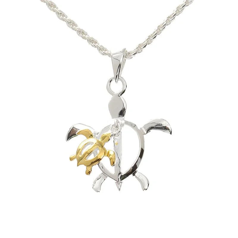 Cross - Stitch - Embroidered Floral Pendant Necklace for Handicraft AficionadosSterling Silver Honu and Yellow Gold Plated Honu (Turtle) Pendant (Chain Sold Separately) Cross - Stitch - Embroidered Floral Pendant Necklace for Handicraft AficionadosSterling Silver Honu and Yellow Gold Plated Honu (Turtle) Pendant (Chain Sold Separately)