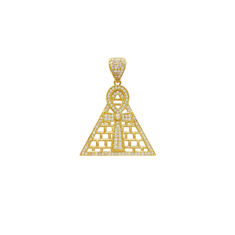 Iced-Out Pyramid & Ankh Pendant (14K)