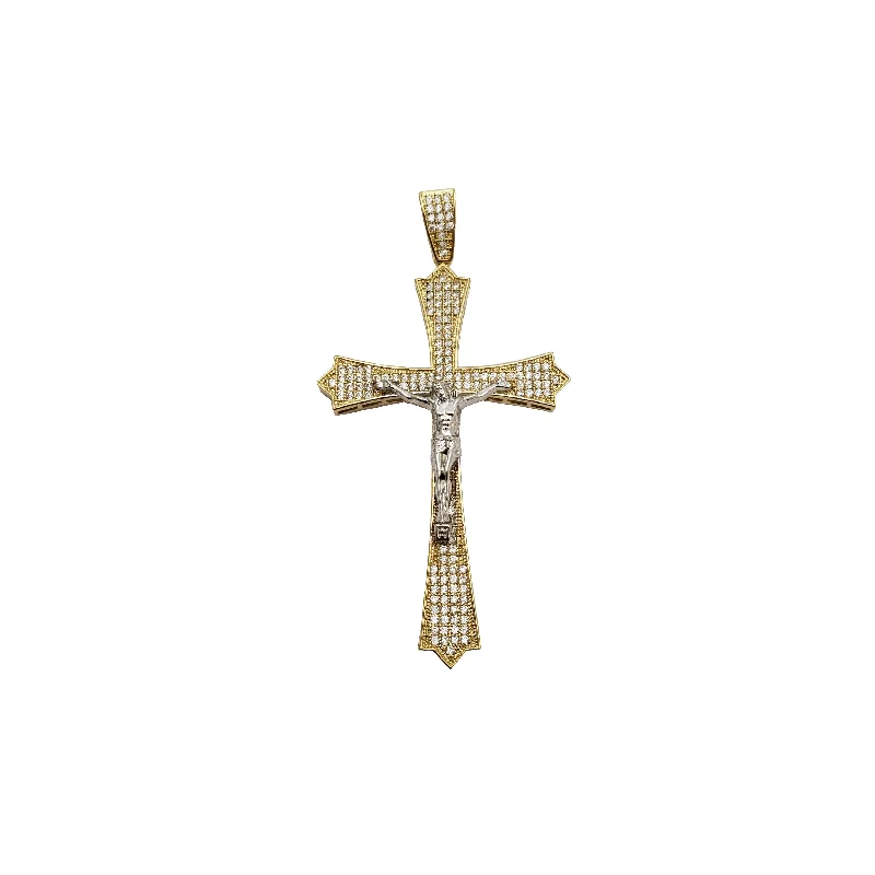 Mother - of - Pearl Inlaid Seahorse Pendant for Beach LoversIced-Out Two Tone Crucifix Pendant (14K) Mother - of - Pearl Inlaid Seahorse Pendant for Beach LoversIced-Out Two Tone Crucifix Pendant (14K)