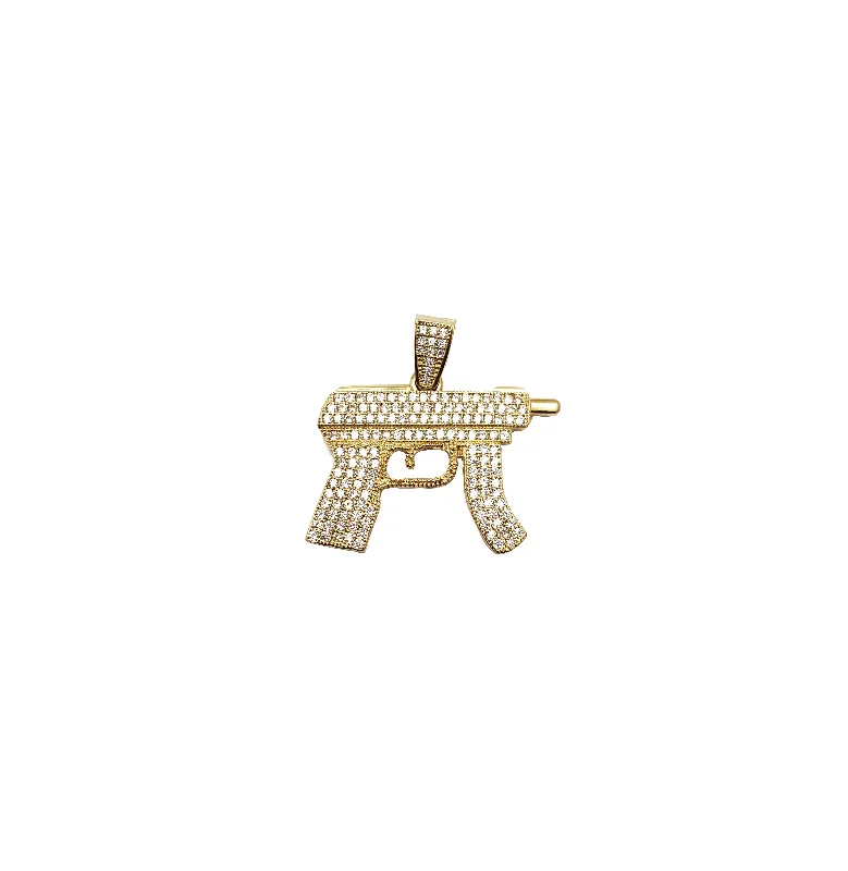Rhinestone - Encrusted Crown Pendant for Little Girls' Dress - UpIced Out Uzi Pendant (14K) Rhinestone - Encrusted Crown Pendant for Little Girls' Dress - UpIced Out Uzi Pendant (14K)