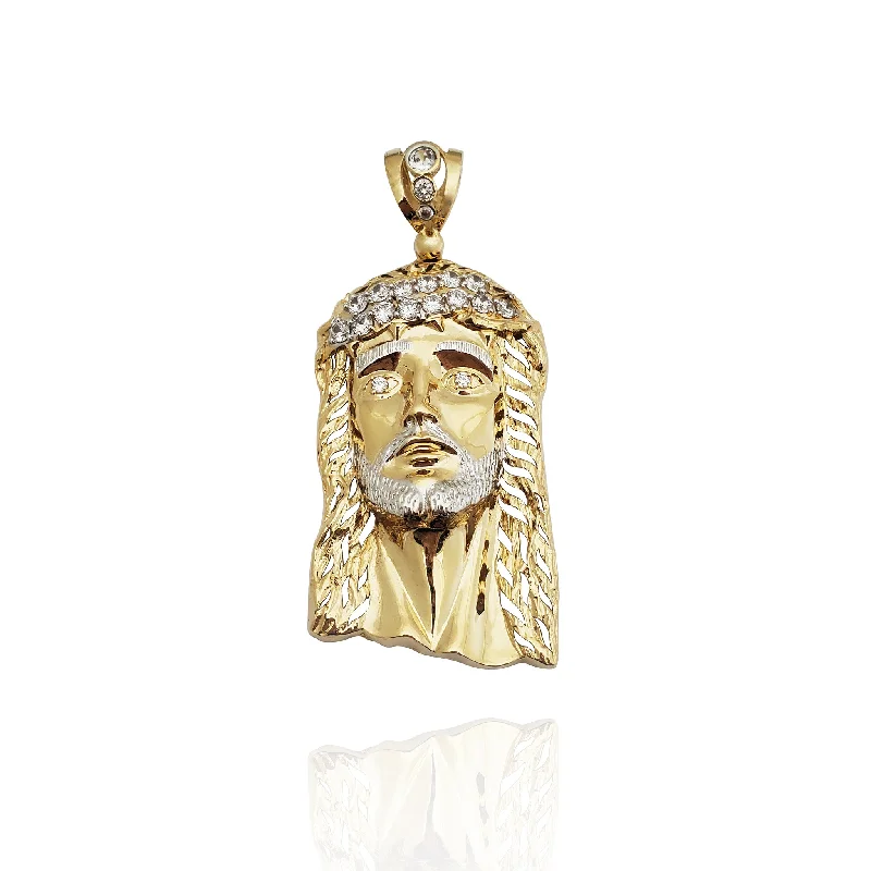 Jesus Head CZ Crown Pendant (10K/14K)