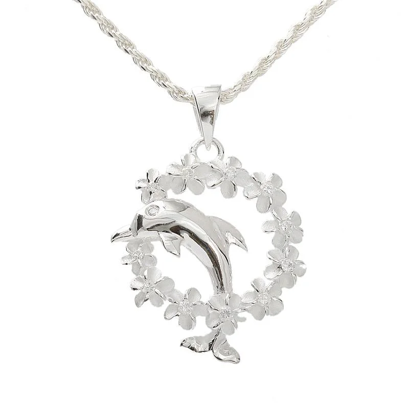 Braided Hemp Rope Necklace with a Seashell Pendant for Summer BeachgoersSterling Silver Dolphin and Plumeria Lei with CZ Pendant (Chain Sold Separately) Braided Hemp Rope Necklace with a Seashell Pendant for Summer BeachgoersSterling Silver Dolphin and Plumeria Lei with CZ Pendant (Chain Sold Separately)