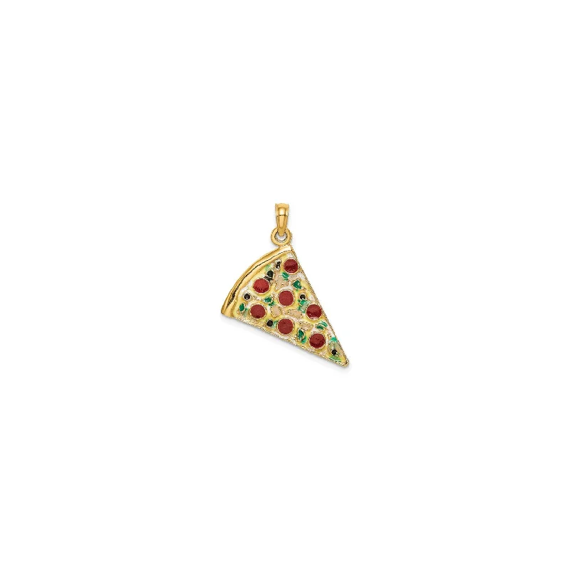 Retro - Inspired Art Deco - Patterned Pendant in Silver for Vintage LoversLarge Pepperoni Pizza Slice Pendant (14K) Retro - Inspired Art Deco - Patterned Pendant in Silver for Vintage LoversLarge Pepperoni Pizza Slice Pendant (14K)