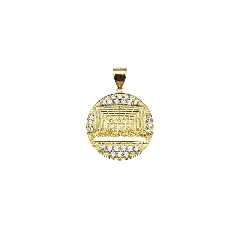 Laser - Cut Woodland Scene Pendant for Nature EnthusiastsLast Supper CZ Medallion Pendant (14K) Laser - Cut Woodland Scene Pendant for Nature EnthusiastsLast Supper CZ Medallion Pendant (14K)