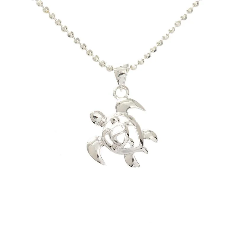 Statement - Making Large - Gemstone - Studded Geometric Pendant Necklace for Evening PartiesSterling Silver Left Side Double Honu (Hawaiian Turtle) Pendant (Chain Sold Separately) Statement - Making Large - Gemstone - Studded Geometric Pendant Necklace for Evening PartiesSterling Silver Left Side Double Honu (Hawaiian Turtle) Pendant (Chain Sold Separately)