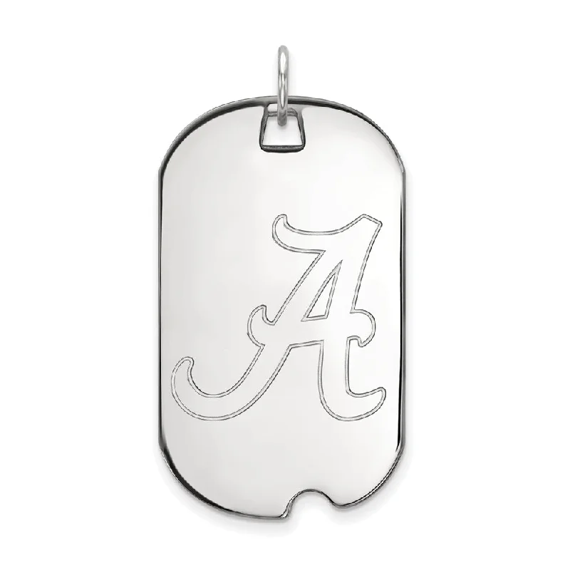 10k White Gold U. of Alabama Large Initial A Dog Tag Pendant