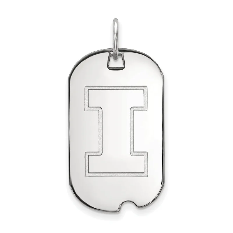 10k White Gold U. of Illinois Initial I Dog Tag Pendant