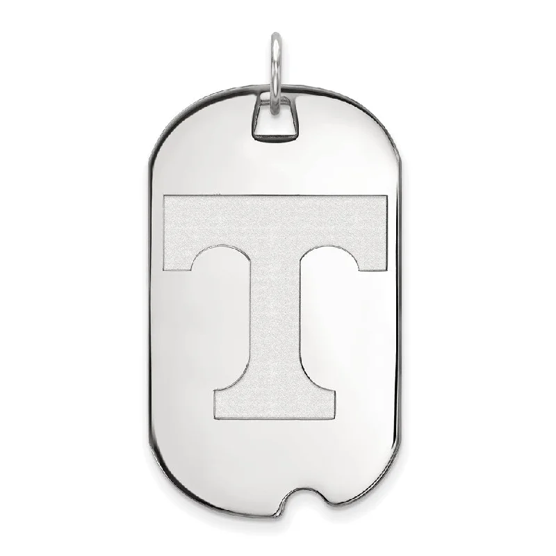 10k White Gold U. of Tennessee Large Initial T Dog Tag Pendant