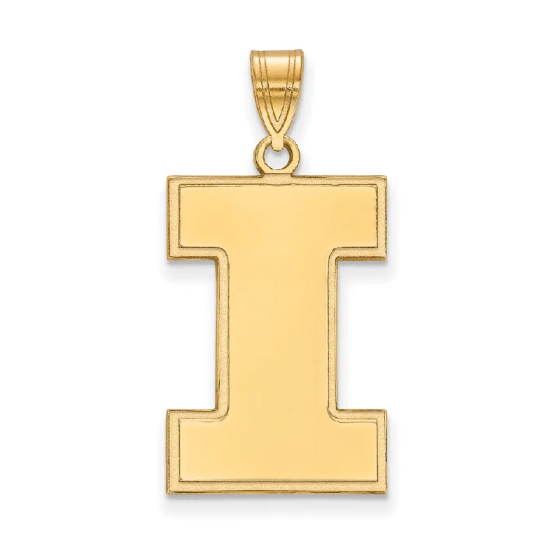 14k Gold Plated Silver U. of Illinois XL Initial I Pendant