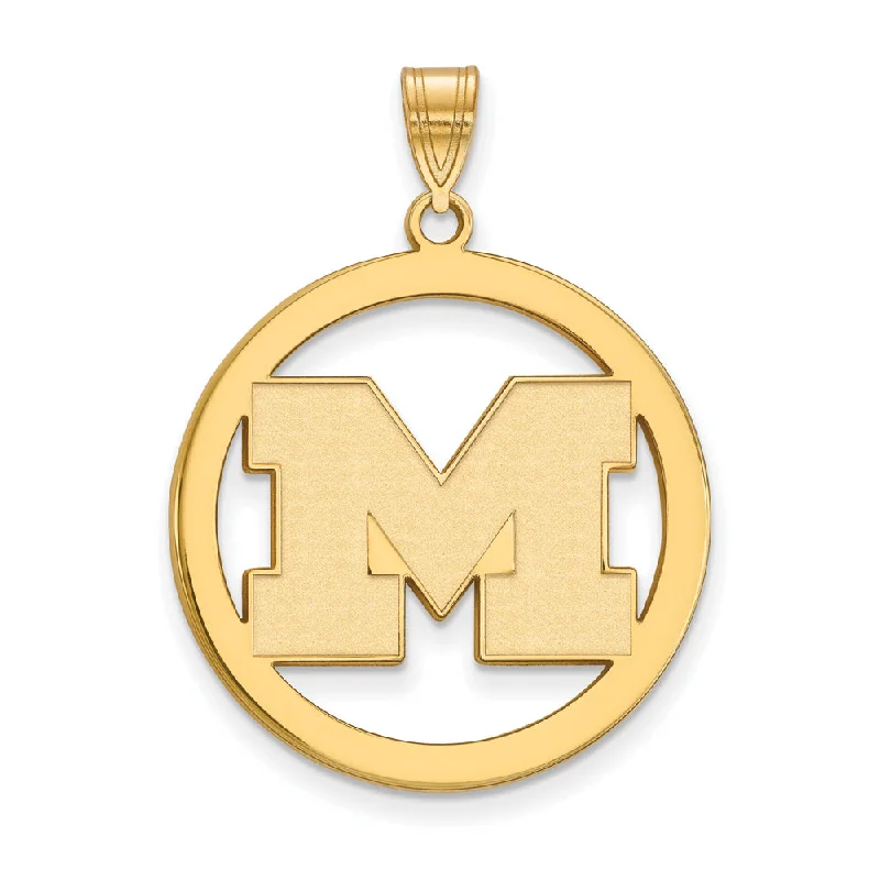 Adjustable - Chain Cubic Zirconia Solitaire Pendant for a Sparkling Gift14k Gold Plated Silver U. of Michigan XL Initial M Circle Pendant Adjustable - Chain Cubic Zirconia Solitaire Pendant for a Sparkling Gift14k Gold Plated Silver U. of Michigan XL Initial M Circle Pendant