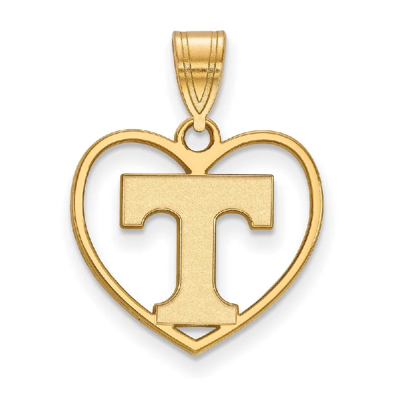 14k Gold Plated Silver U. of Tennessee Initial T Heart Pendant