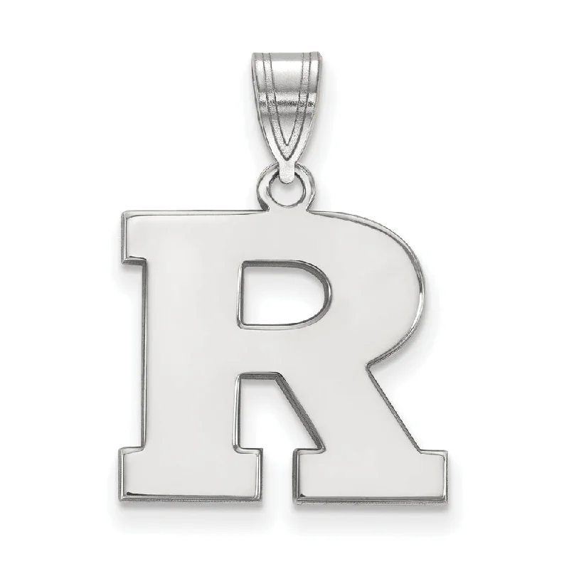 14k White Gold Rutgers Medium Initial R Pendant