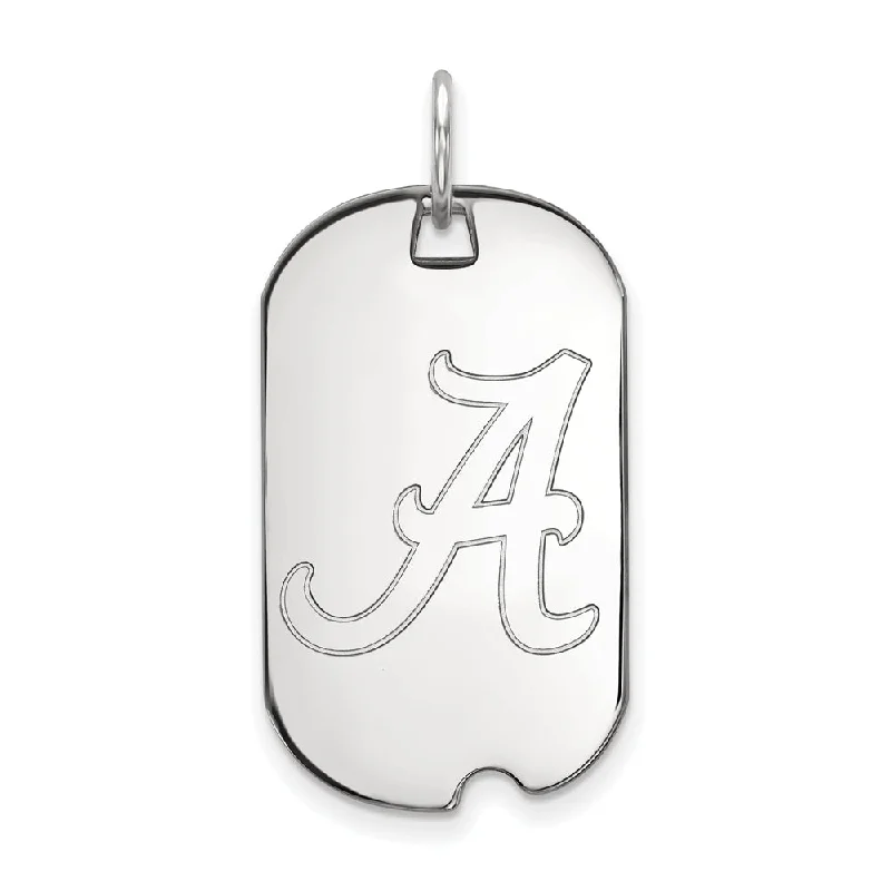 14k White Gold U. of Alabama Initial A Dog Tag Pendant