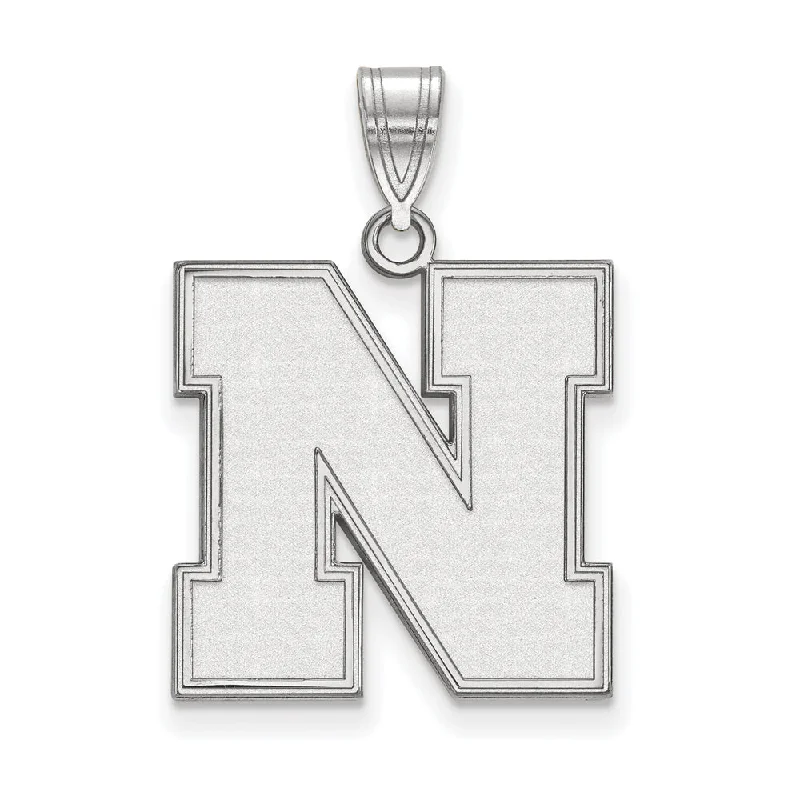 14k White Gold U of Nebraska Large Initial N Pendant