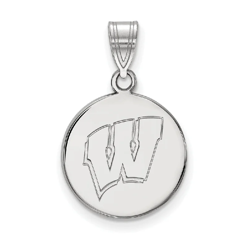 Retro - Inspired Art Deco - Patterned Pendant in Silver for Vintage Lovers14k White Gold U. of Wisconsin Medium Initial W Disc Pendant Retro - Inspired Art Deco - Patterned Pendant in Silver for Vintage Lovers14k White Gold U. of Wisconsin Medium Initial W Disc Pendant