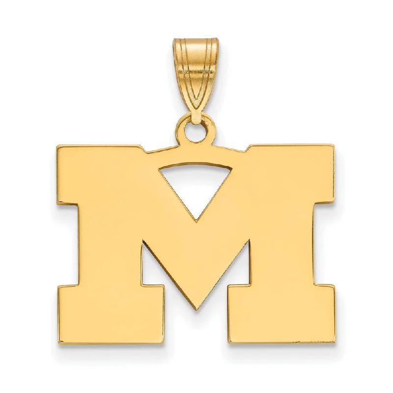 Double - Heart Pendant with Interlocking Design for Couples14k Yellow Gold U. of Michigan Medium Initial M Pendant Double - Heart Pendant with Interlocking Design for Couples14k Yellow Gold U. of Michigan Medium Initial M Pendant