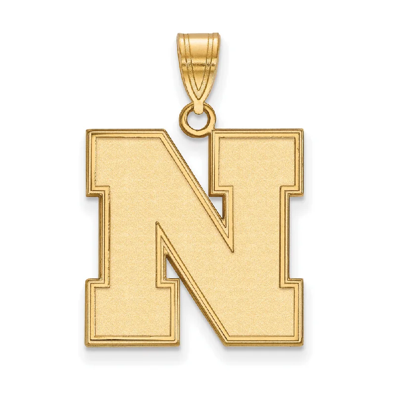 Rhinestone - Encrusted Crown Pendant for Little Girls' Dress - Up14k Yellow Gold U of Nebraska Large Initial N Pendant Rhinestone - Encrusted Crown Pendant for Little Girls' Dress - Up14k Yellow Gold U of Nebraska Large Initial N Pendant