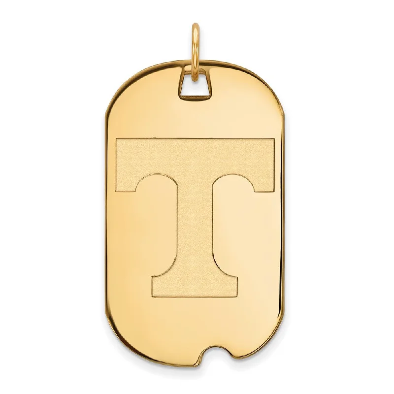 14k Yellow Gold U. of Tennessee Large Initial T Dog Tag Pendant