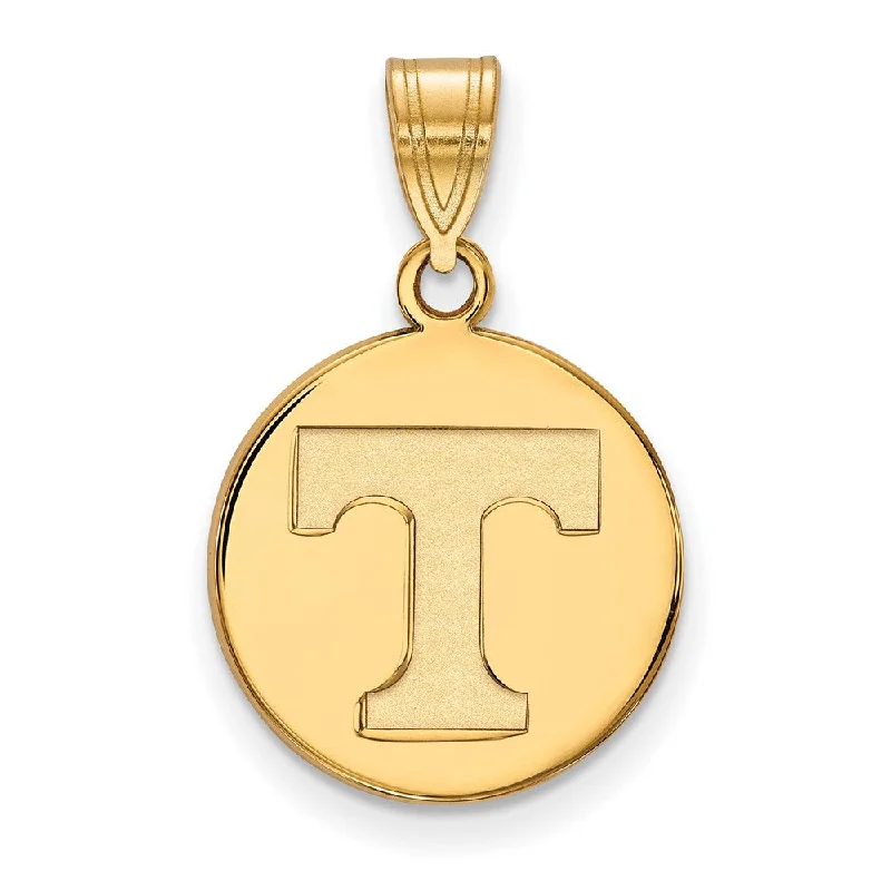 14k Yellow Gold U. of Tennessee Medium Initial T Disc Pendant