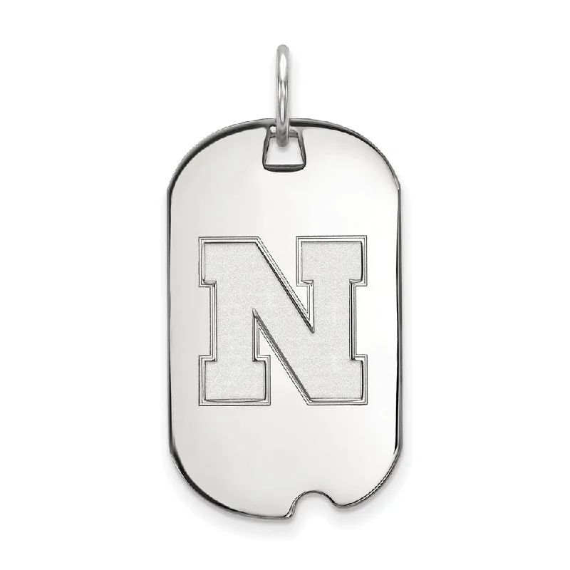 Sterling Silver U. of Nebraska Initial N Dog Tag Pendant