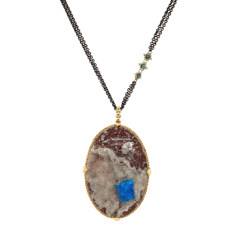 Cross - Stitch - Embroidered Floral Pendant Necklace for Handicraft AficionadosOne-of-a-Kind Cavansite With Druzy Quartz & Diamond Rondelle Necklace - "Toprak" Cross - Stitch - Embroidered Floral Pendant Necklace for Handicraft AficionadosOne-of-a-Kind Cavansite With Druzy Quartz & Diamond Rondelle Necklace - "Toprak"