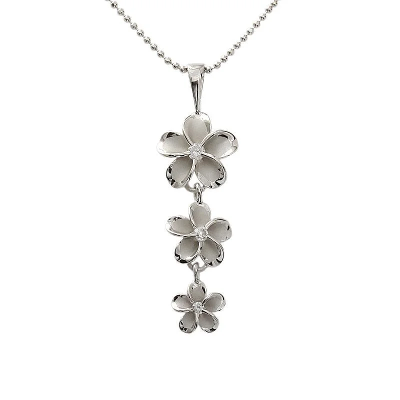 Cross - Stitch - Embroidered Floral Pendant Necklace for Handicraft AficionadosSterling Silver Rhodium Plated Plumeria with CZ Pendant (M/L) (Chain Sold Separately) Cross - Stitch - Embroidered Floral Pendant Necklace for Handicraft AficionadosSterling Silver Rhodium Plated Plumeria with CZ Pendant (M/L) (Chain Sold Separately)