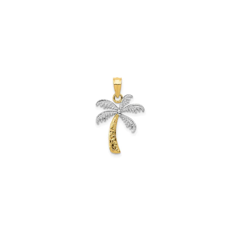Magnetic - Locking Pendant with Hidden Compartment for Secret MessagesTwo-Tone Palm Tree Pendant (14K) Magnetic - Locking Pendant with Hidden Compartment for Secret MessagesTwo-Tone Palm Tree Pendant (14K)