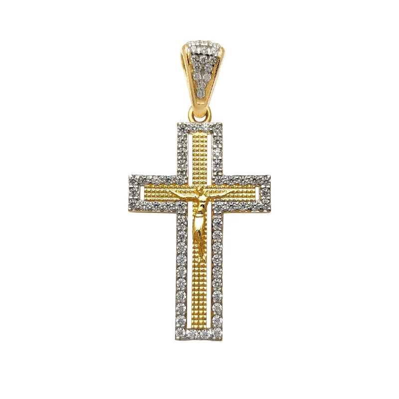 Pave Halo Crucifix Pendant (14K)
