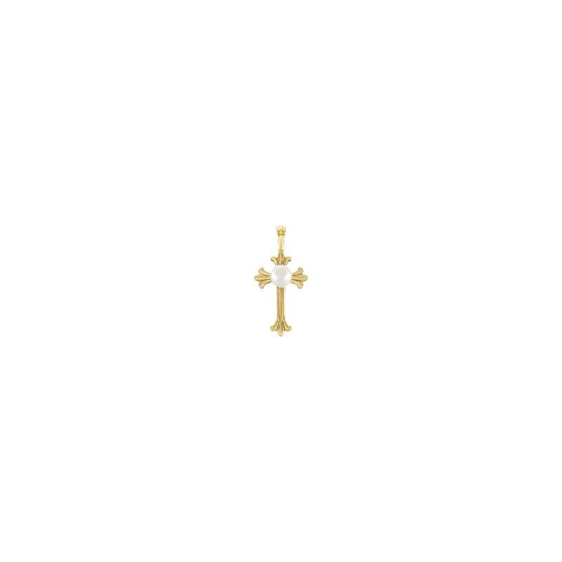 Customized Birthstone Pendant with Engraved Name for a Personalized TouchPearl Patonce Cross Pendant (14K) Customized Birthstone Pendant with Engraved Name for a Personalized TouchPearl Patonce Cross Pendant (14K)