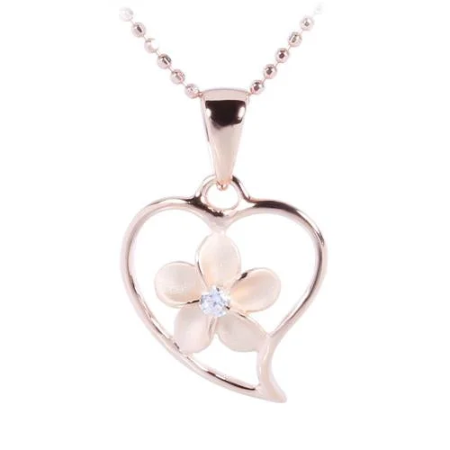 Statement - Making Large - Gemstone - Studded Geometric Pendant Necklace for Evening PartiesSterling Silver Pink Gold Plated Plumeria with CZ in Heart Pendant (Chain Sold Separately) Statement - Making Large - Gemstone - Studded Geometric Pendant Necklace for Evening PartiesSterling Silver Pink Gold Plated Plumeria with CZ in Heart Pendant (Chain Sold Separately)