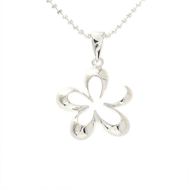 Magnetic - Closure Pendant Necklace with a Hidden Compartment for Secret KeepersSterling Silver Plumeria Outline Pendant (Chain Sold Separately) Magnetic - Closure Pendant Necklace with a Hidden Compartment for Secret KeepersSterling Silver Plumeria Outline Pendant (Chain Sold Separately)