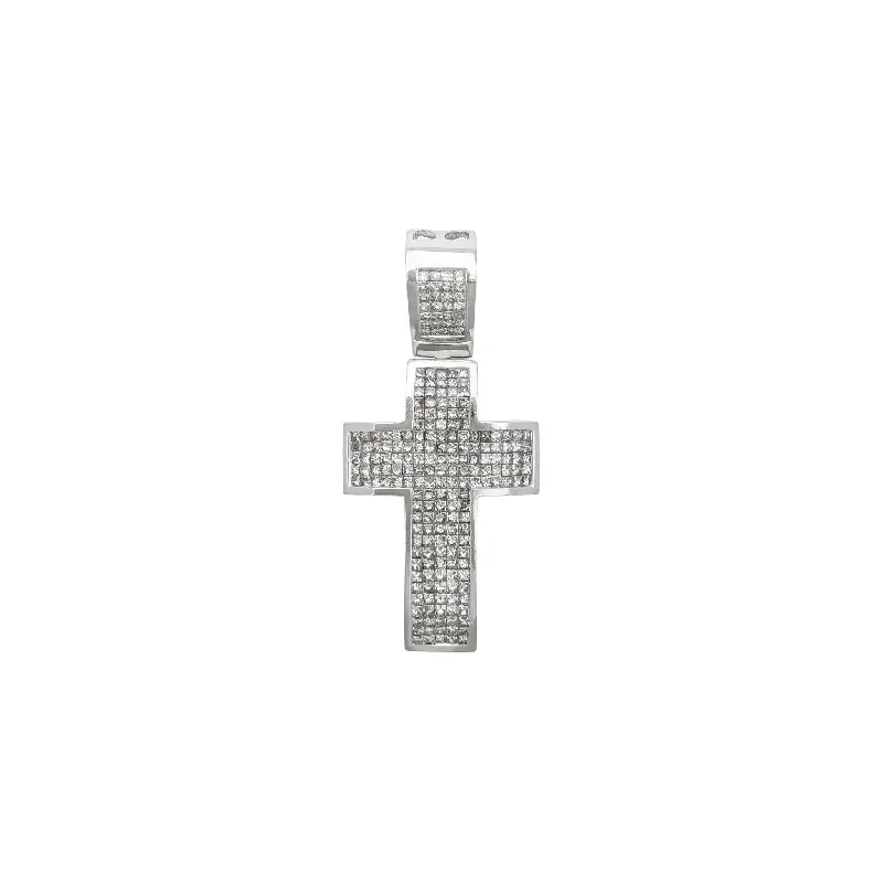 Invisible-Set Diamond Cross Pendant (14K)