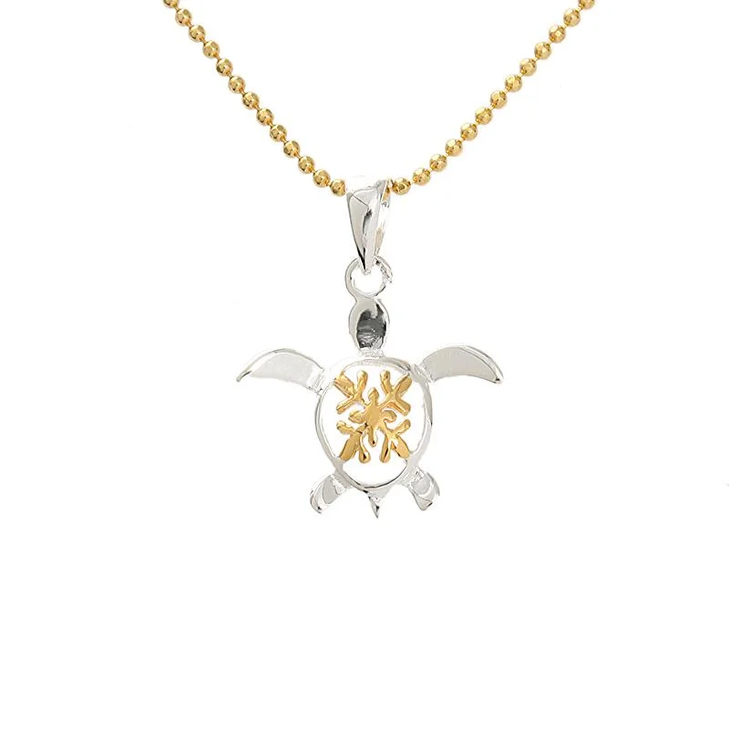 Statement - Making Large - Gemstone - Studded Geometric Pendant Necklace for Evening PartiesSterling Silver Two Tone Yellow Gold Plated Quilt in Honu (Turtle) Pendant (Chain Sold Separately) Statement - Making Large - Gemstone - Studded Geometric Pendant Necklace for Evening PartiesSterling Silver Two Tone Yellow Gold Plated Quilt in Honu (Turtle) Pendant (Chain Sold Separately)