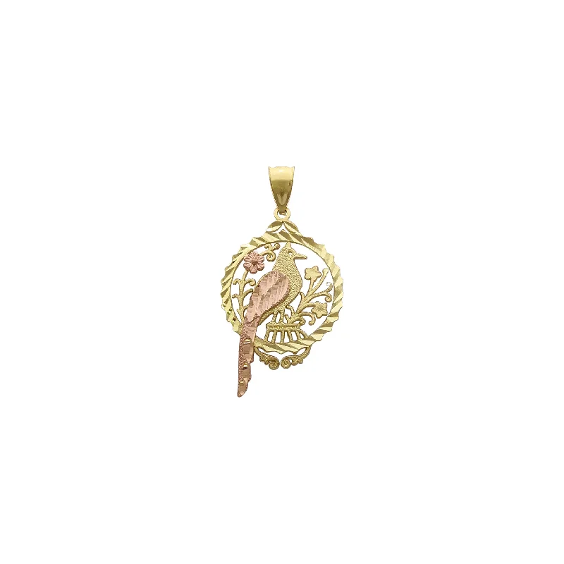 Peafowl "At Ease" Circle Pendant (14K)