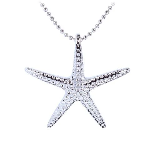 Multi - Colored Beaded Starfish Pendant Necklace for Beach - Themed WeddingsSterling Silver Rhodium Plated Starfish Pendant (Chain Sold Separately) Multi - Colored Beaded Starfish Pendant Necklace for Beach - Themed WeddingsSterling Silver Rhodium Plated Starfish Pendant (Chain Sold Separately)