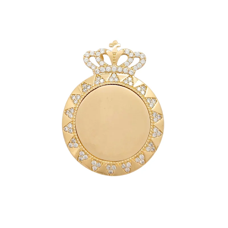 Queen's Crown Circle Picture Pendant (14K)