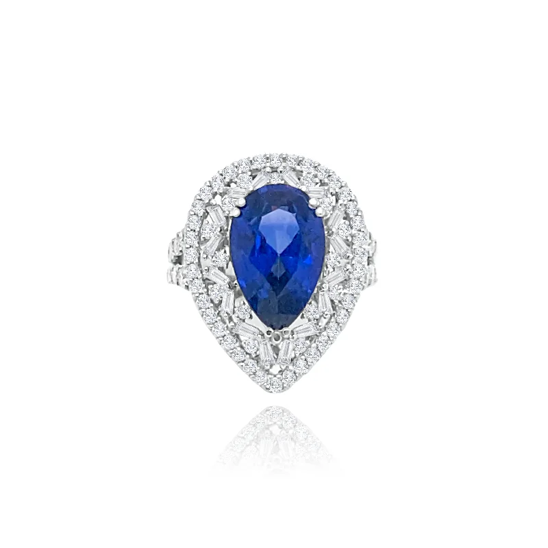 Magnetic - Closure Pendant Necklace with a Hidden Compartment for Secret KeepersPear Shaped Sapphire With Baguette cut & Brilliant cut Diamonds " Capri" Ring Magnetic - Closure Pendant Necklace with a Hidden Compartment for Secret KeepersPear Shaped Sapphire With Baguette cut & Brilliant cut Diamonds " Capri" Ring