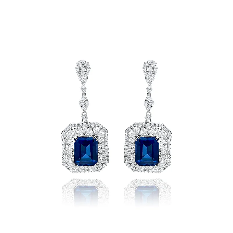 Tassel - Trimmed Amethyst Pendant Necklace for Festival - GoersEmerald cut Sapphire With Baguette cut & Brilliant cut Diamonds "Capri" Earrings Tassel - Trimmed Amethyst Pendant Necklace for Festival - GoersEmerald cut Sapphire With Baguette cut & Brilliant cut Diamonds "Capri" Earrings