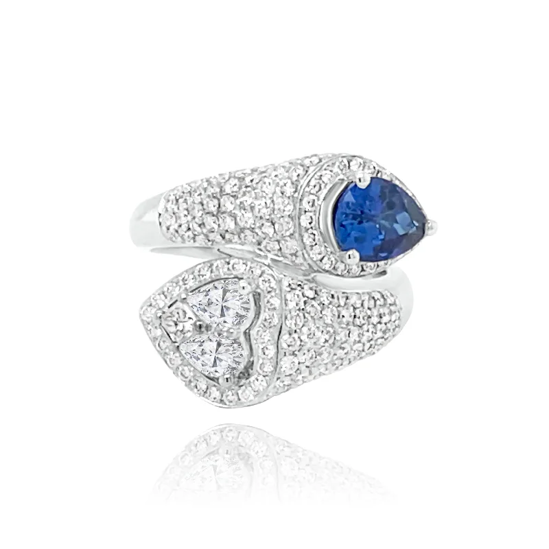 Statement - Making Large - Gemstone - Studded Geometric Pendant Necklace for Evening PartiesPear Shape Sapphire & Diamonds "Magnificent " Ring Statement - Making Large - Gemstone - Studded Geometric Pendant Necklace for Evening PartiesPear Shape Sapphire & Diamonds "Magnificent " Ring