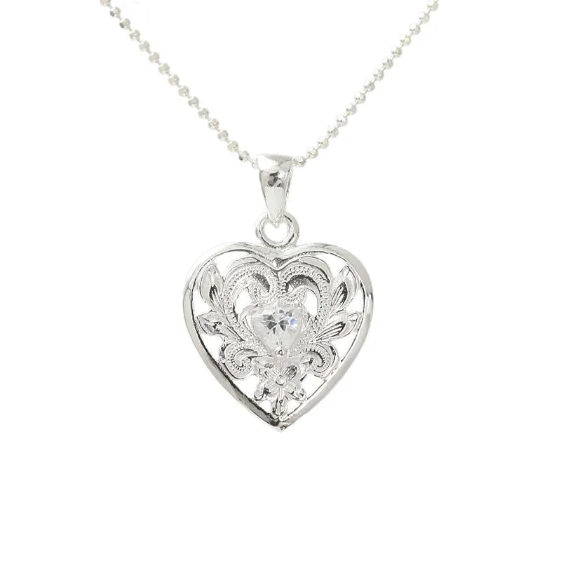Hypoallergenic Stainless Steel Dog Tag Pendant Necklace for Active MenSterling Silver Hawaiian Scroll with CZ See Through Heart Pendant (Chain Sold Separately) Hypoallergenic Stainless Steel Dog Tag Pendant Necklace for Active MenSterling Silver Hawaiian Scroll with CZ See Through Heart Pendant (Chain Sold Separately)