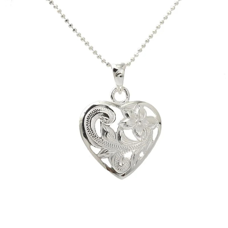 Double - Sided Pendant Necklace with a Photo Insert for Memory - KeepersSterling Silver Hawaiian Scroll See Through Heart Pendant (Chain Sold Separately) Double - Sided Pendant Necklace with a Photo Insert for Memory - KeepersSterling Silver Hawaiian Scroll See Through Heart Pendant (Chain Sold Separately)