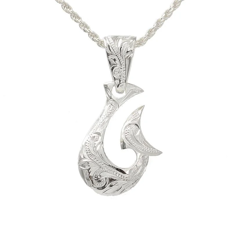 Antique - Inspired Filigree - Worked Cross Pendant Necklace for Religious CeremoniesSterling Silver Hawaiian Scroll Fancy Fish Hook Pendant (Chain Sold Separately) Antique - Inspired Filigree - Worked Cross Pendant Necklace for Religious CeremoniesSterling Silver Hawaiian Scroll Fancy Fish Hook Pendant (Chain Sold Separately)