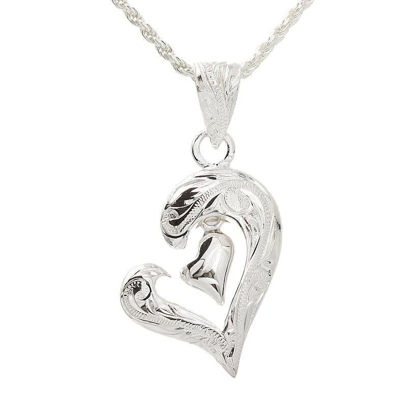 Statement - Making Large - Gemstone - Studded Geometric Pendant Necklace for Evening PartiesSterling Silver Hawaiian Scroll Open Heart with Plain Heart Pendant (Chain Sold Separately) Statement - Making Large - Gemstone - Studded Geometric Pendant Necklace for Evening PartiesSterling Silver Hawaiian Scroll Open Heart with Plain Heart Pendant (Chain Sold Separately)