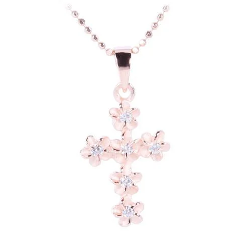Custom - Engraved Initial Pendant Necklace in Sterling Silver for Mother's Day GiftSterling Silver Pink Gold Plated 4mm Plumeria with CZ Cross Pendant (Chain Sold Separately) Custom - Engraved Initial Pendant Necklace in Sterling Silver for Mother's Day GiftSterling Silver Pink Gold Plated 4mm Plumeria with CZ Cross Pendant (Chain Sold Separately)